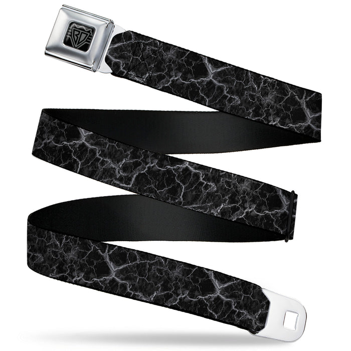 BD Wings Logo CLOSE-UP Black/Silver Seatbelt Belt - Marble Black/Charcoal Gray Webbing Seatbelt Belts Buckle-Down   