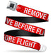 BD Wings Logo CLOSE-UP Black/Silver Seatbelt Belt - Buckle-Down REMOVE BEFORE FLIGHT Red/White Webbing Seatbelt Belts Buckle-Down   