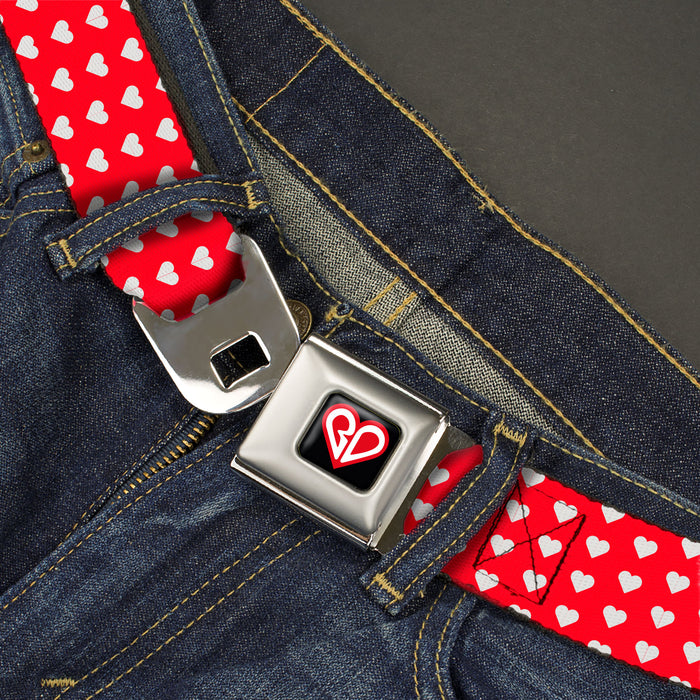 BD Heart Logo Full Color Black/Red/White Seatbelt Belt - Mini Hearts Monogram Red/White Webbing Seatbelt Belts Buckle-Down, Inc.