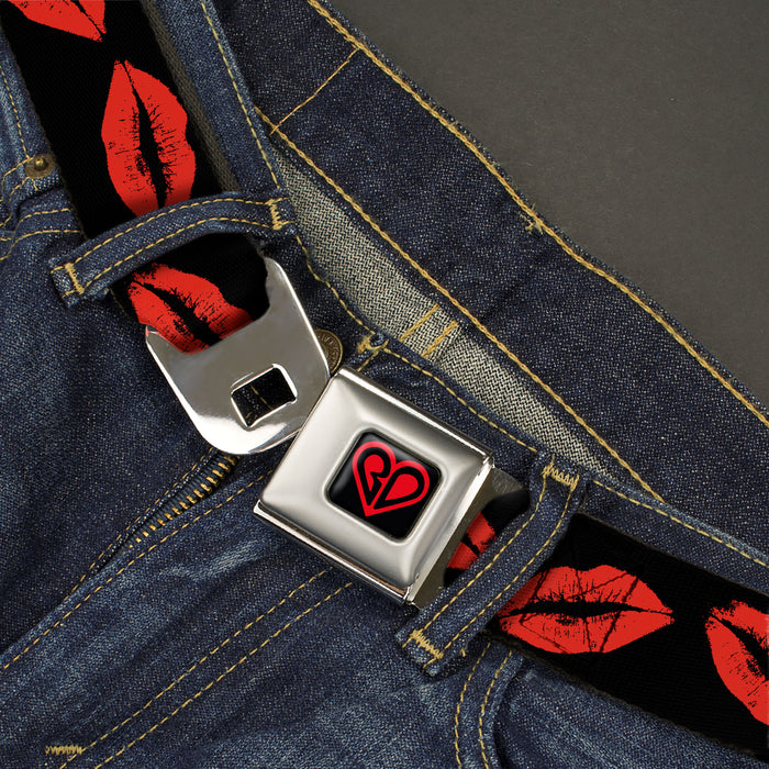 BD Heart Logo Full Color Black/Red Seatbelt Belt - Kisses Webbing Seatbelt Belts Buckle-Down, Inc.