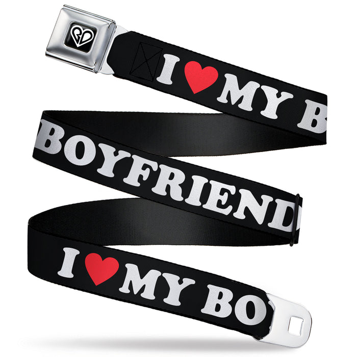 BD Heart Logo Full Color Black/White Seatbelt Belt - I "HEART" MY BOYFRIEND Black/White/Red Webbing Seatbelt Belts Buckle-Down, Inc.