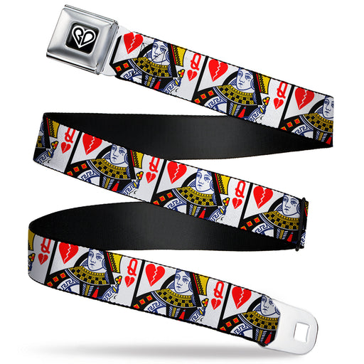 BD Heart Logo Full Color Black/White Seatbelt Belt - Queen of Broken Hearts Webbing Seatbelt Belts Buckle-Down, Inc.