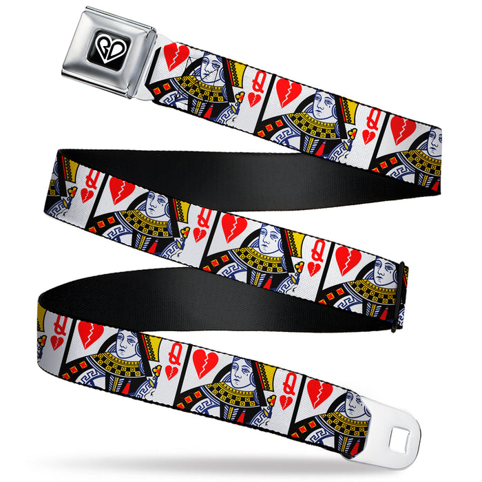 BD Heart Logo Full Color Black/White Seatbelt Belt - Queen of Broken Hearts Webbing Seatbelt Belts Buckle-Down, Inc.