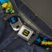 Batman Full Color Black/Yellow Seatbelt Belt - BATMAN Poses and Logo Collage Black/Blue/Yellow Webbing Seatbelt Belts DC Comics   