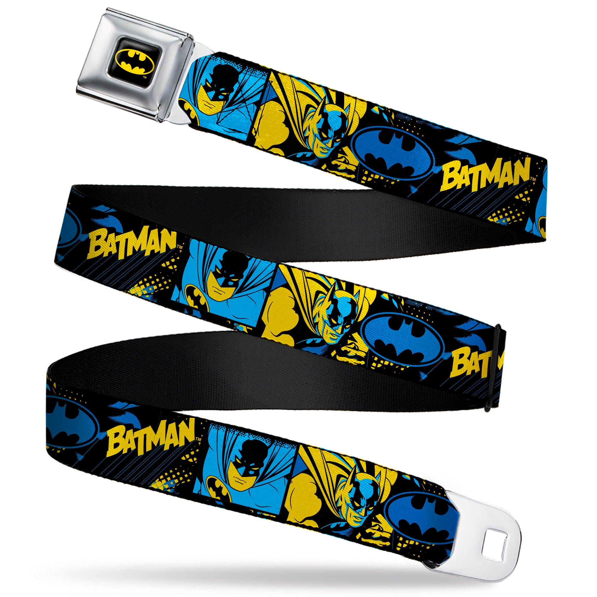 Buckle-Down Batman Hundehalsband – Lizenziertes Sicherheitsgurt-Halsband In Schwarz/gelb