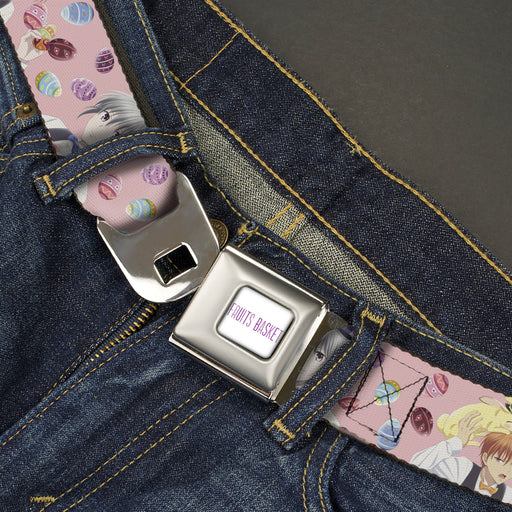 FRUITS BASKET Title Logo Full Color White/Purple Seatbelt Belt - Fruits Basket Kyo and Yuki Easter Themed Animage Poster Pose Pink Webbing Seatbelt Belts Crunchyroll