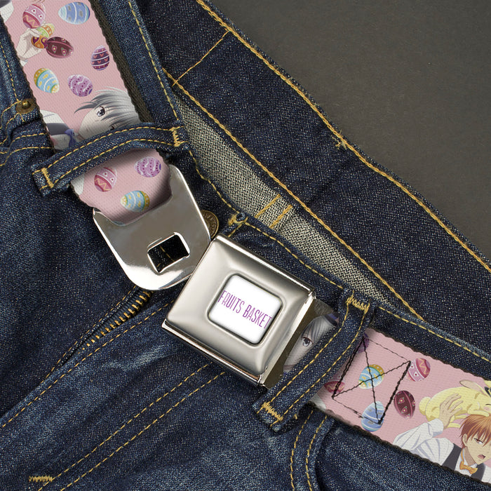 FRUITS BASKET Title Logo Full Color White/Purple Seatbelt Belt - Fruits Basket Kyo and Yuki Easter Themed Animage Poster Pose Pink Webbing Seatbelt Belts Crunchyroll