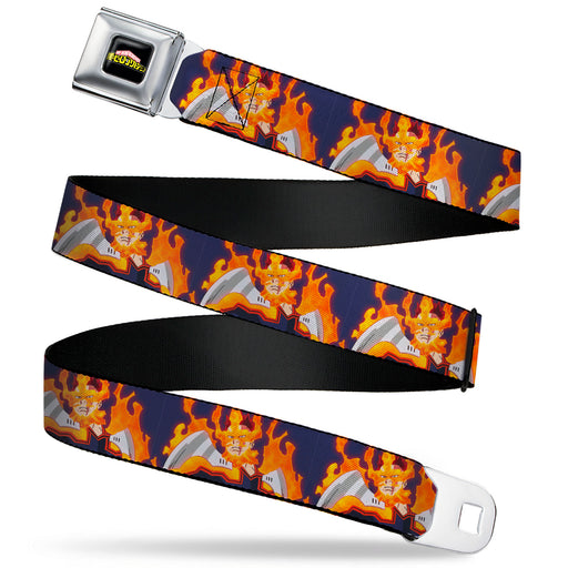 MY HERO ACADEMIA Title Logo Full Color Black Seatbelt Belt - My Hero Academia Flame Hero Endeavor Pose Blue Webbing Seatbelt Belts Crunchyroll