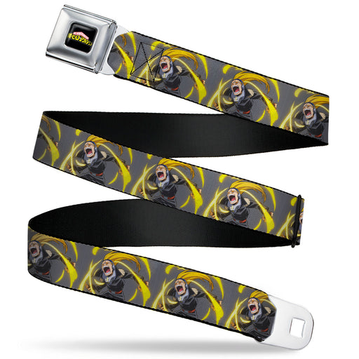 MY HERO ACADEMIA Title Logo Full Color Black Seatbelt Belt - My Hero Academia Hizashi Yamada Present Mic Screaming Pose Gray Webbing Seatbelt Belts Crunchyroll