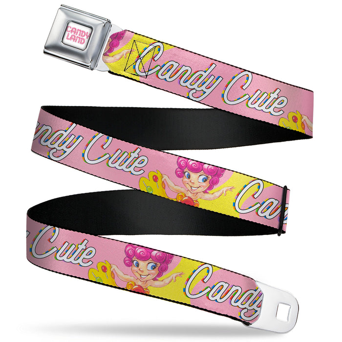 CANDY LAND Game Logo White/Pink Seatbelt Belt - Candy Land CANDY CUTE Princess Lolly Pose Pink Webbing Seatbelt Belts Hasbro   