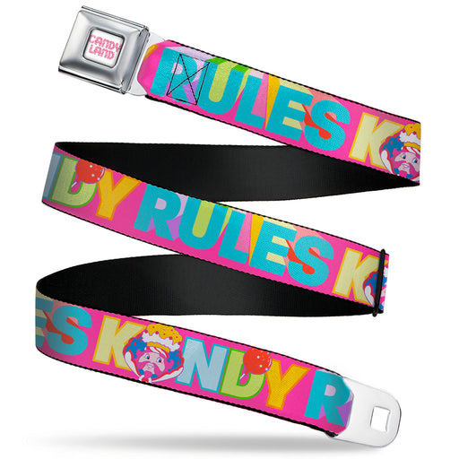 CANDY LAND Game Logo White/Pink Seatbelt Belt - Candy Land KANDY RULES King Kandy Face Red/Multi Color Webbing Seatbelt Belts Hasbro   