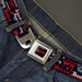 DUNGEONS & DRAGONS Title Logo Full Color Black/Red Seatbelt Belt - Dungeons and Dragons DRAGON MASTER Collage Black/Red/White Webbing Seatbelt Belts Wizards of the Coast