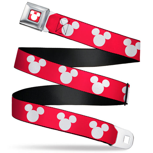Mickey Mouse Ears Icon Red/White Seatbelt Belt - Mickey Mouse Ears Icon Red/White Webbing Seatbelt Belts Disney   
