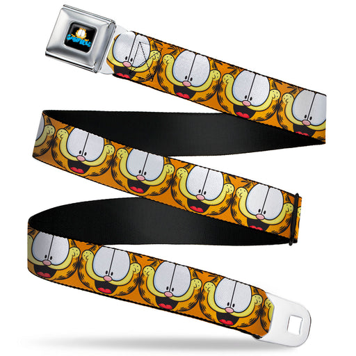 GARFIELD Pose Title Logo Full Color Black Seatbelt Belt - Garfield Smiling Expression Close-Up Orange Webbing Seatbelt Belts Nickelodeon   