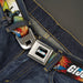 GI JOE Title Logo Stripe Full Color Black/Red/White/Blue Seatbelt Belt - GI JOE Storm Shadow Snake Eyes and Scarlett Comic Cover Poses Explosion Webbing Seatbelt Belts Hasbro   