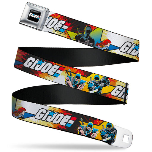 GI JOE Title Logo Stripe Full Color Black/Red/White/Blue Seatbelt Belt - GI JOE Storm Shadow Snake Eyes and Scarlett Comic Cover Poses Explosion Webbing Seatbelt Belts Hasbro   