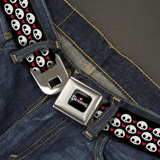 SKELANIMALS Title Logo Full Color Black/White/Red Seatbelt Belt - Skelanimals Face Logo and Heart Black/White/Red Webbing Seatbelt Belts Hasbro   