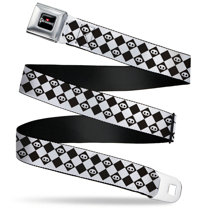 SKELANIMALS Title Logo Full Color Black/White/Red Seatbelt Belt - Skelanimals Face Logo Checker White/Black Webbing Seatbelt Belts Hasbro   