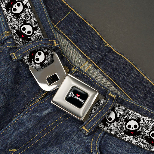 SKELANIMALS Title Logo Full Color Black/White/Red Seatbelt Belt - Skelanimals Diego the Bat Pose Lace Print White/Black Webbing Seatbelt Belts Hasbro   