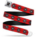 SKELANIMALS Title Logo Full Color Black/White/Red Seatbelt Belt - Skelanimals Face Logo Plaid Red/Black/White Webbing Seatbelt Belts Hasbro   