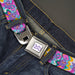 FURBY Title Logo Full Color White/Purple Seatbelt Belt - Furby Purple Dancing Pose Collage Multi Color Webbing Seatbelt Belts Hasbro   