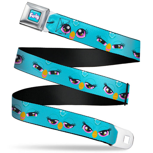 FURBY Title Logo Full Color Teal/Lavender/White Seatbelt Belt - Furby Eye Expressions Close-Up Teal Webbing Seatbelt Belts Hasbro   