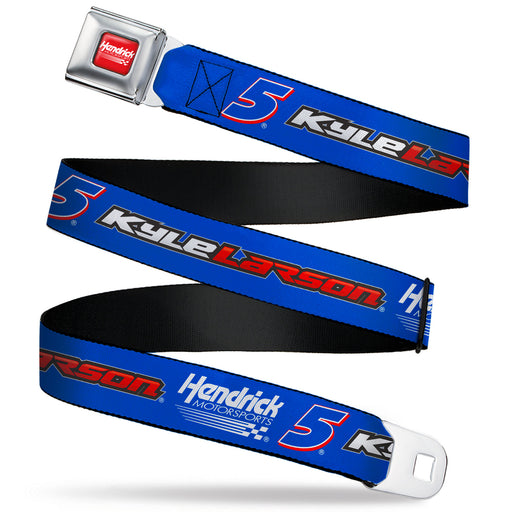 HENDRICK MOTORSPORTS Checker Logo Full Color Red/White Seatbelt Belt - KYLE LARSON #5 Hendrick Motorsports Racing Logo Blue/White/Red Webbing Seatbelt Belts Hendrick Motorsports