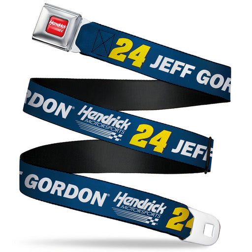 HENDRICK MOTORSPORTS Checker Logo Full Color Red/White Seatbelt Belt - JEFF GORDON #24 Hendrick Motorsports Racing Logo Blue/White/Yellow Webbing Seatbelt Belts Hendrick Motorsports