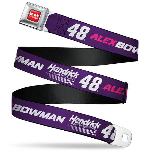 HENDRICK MOTORSPORTS Checker Logo Full Color Red/White Seatbelt Belt - ALEX BOWMAN #48 Hendrick Motorsports Racing Logo Purple/White/Pink Webbing Seatbelt Belts Hendrick Motorsports