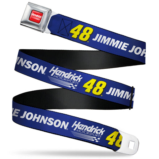 HENDRICK MOTORSPORTS Checker Logo Full Color Red/White Seatbelt Belt - JIMMIE JOHNSON #48 Hendrick Motorsports Racing Logo Blue/White/Yellow Webbing Seatbelt Belts Hendrick Motorsports