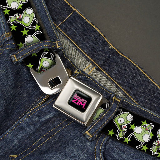 INVADER ZIM Title Logo Full Color Pink/Green Seatbelt Belt - Invader Zim GIR Poses and Stars Black/Green Webbing Seatbelt Belts Nickelodeon   