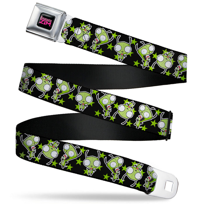 INVADER ZIM Title Logo Full Color Pink/Green Seatbelt Belt - Invader Zim GIR Poses and Stars Black/Green Webbing Seatbelt Belts Nickelodeon   