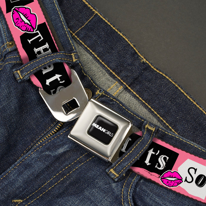 MEAN GIRLS Title Logo Full Color Black/Pinks/Diamonds Seatbelt Belt - Mean Girls THAT'S SO FETCH Collage Pink/Black/White Webbing Seatbelt Belts Paramount Pictures   