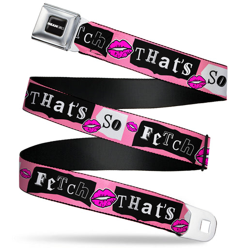 MEAN GIRLS Title Logo Full Color Black/White Seatbelt Belt - Mean Girls THAT'S SO FETCH Collage Pink/Black/White Webbing Seatbelt Belts Paramount Pictures   