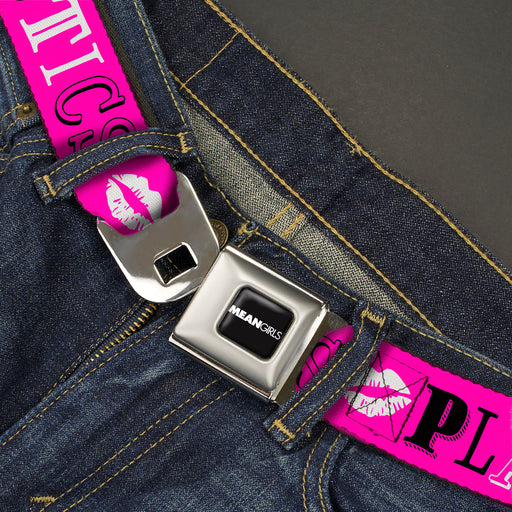 MEAN GIRLS Title Logo Full Color Black/White Seatbelt Belt - Mean Girls PLASTICS Collage Pink/Black/White Webbing Seatbelt Belts Paramount Pictures   