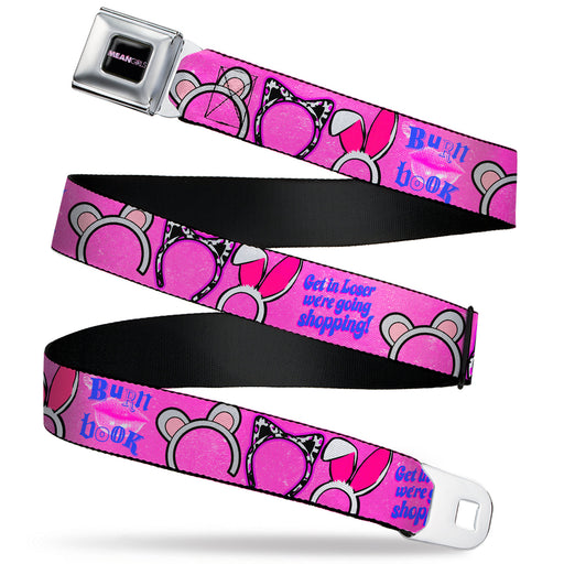 MEAN GIRLS Title Logo Full Color Black/White Seatbelt Belt - MEAN GIRLS Quotes and Plastics Animal Ears Collage Pink Webbing Seatbelt Belts Paramount Pictures   