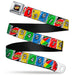 UNO Game Logo Full Color Black/Red/Yellow Seatbelt Belt - UNO Cards Lineup Stack Multi Color Webbing Seatbelt Belts Mattel   