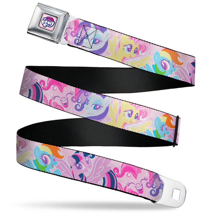 MY LITTLE PONY Title Logo Full Color Pink/White Seatbelt Belt - My Litlle Pony Five Pony Poses Pink Webbing Seatbelt Belts Hasbro   