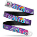 MY LITTLE PONY Title Logo Full Color Black/Purple/White Seatbelt Belt - My Little Pony Mane Six Close-Up Faces and Poses Purples/Pinks Webbing Seatbelt Belts Hasbro   