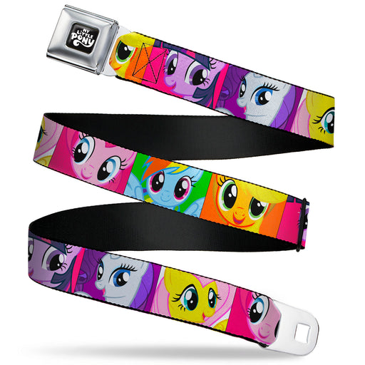 MY LITTLE PONY Title Logo Full Color Black/Purple/White Seatbelt Belt - My Little Pony Mane Six Close-Up Face Blocks Multi Color Webbing Seatbelt Belts Hasbro   