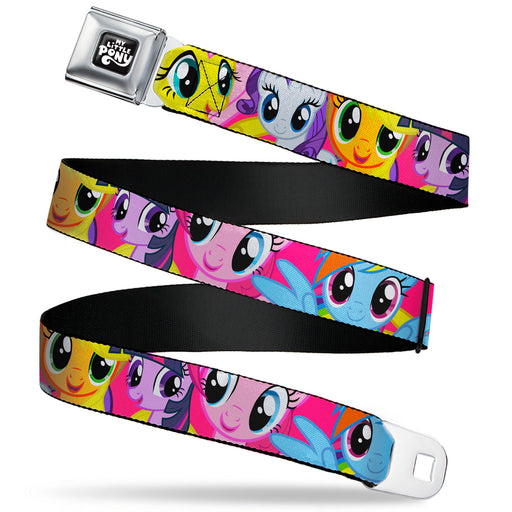 MY LITTLE PONY Title Logo Full Color Black/Purple/White Seatbelt Belt - My Little Pony Mane Six Eye Expressions Close-Up Multi Color Webbing Seatbelt Belts Hasbro   