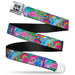 MY LITTLE PONY Title Logo Full Color Black/Purple/White Seatbelt Belt - My Little Pony Three Ponies and Spike Pose Rainbows and Rays Blues/Multi Color Webbing Seatbelt Belts Hasbro   