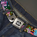 MY LITTLE PONY Title Logo Full Color Black/Purple/White Seatbelt Belt - My Little Pony Three Ponies and Spike Poses and Rays Black/Multi Color Webbing Seatbelt Belts Hasbro   