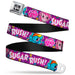 MY LITTLE PONY Title Logo Full Color Black/Purple/White Seatbelt Belt - My Little Pony Pinkie Pie and Rainbow Dash SUGAR RUSH Pose Purple Webbing Seatbelt Belts Hasbro   