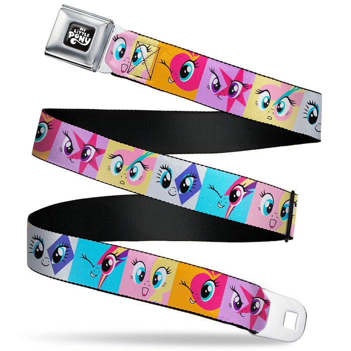 MY LITTLE PONY Title Logo Full Color Black/Purple/White Seatbelt Belt - My Little Pony Mane Six Cutie Mark Expression Blocks Multi Color Webbing Seatbelt Belts Hasbro   