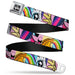 MY LITTLE PONY Title Logo Full Color Black/Purple/White Seatbelt Belt - My Little Pony Mane Six Character Close-Up Blocks Multi Color Webbing Seatbelt Belts Hasbro   