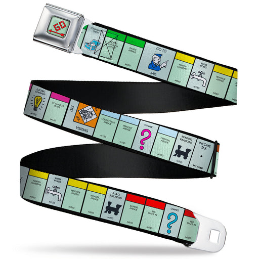 Monopoly GO Space Full Color Seatbelt Belt - Monopoly Game Board Space Blocks Webbing Seatbelt Belts Hasbro   