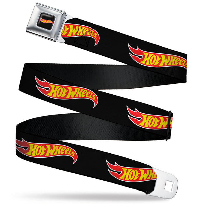 HOT WHEELS Classic Flame Logo Full Color Black/Red/Yellow Seatbelt Belt - HOT WHEELS Classic Flame Logo Black/Red/Yellow Webbing Seatbelt Belts Mattel   