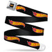 HOT WHEELS Classic Flame Logo Full Color Black/Red/Yellow Seatbelt Belt - HOT WHEELS Classic Flame Logo Black/Red/Yellow Webbing Seatbelt Belts Mattel   