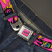 HOT WHEELS Classic Flame Logo Full Color Pink/Black/Multi Color Seatbelt Belt - HOT WHEELS Logo and Parts Collage Pink/Black/Multi Color Webbing Seatbelt Belts Mattel   